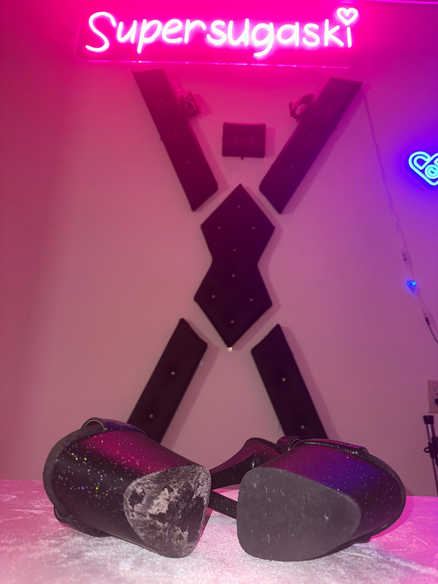Black Stripper Heels Used by Juliana