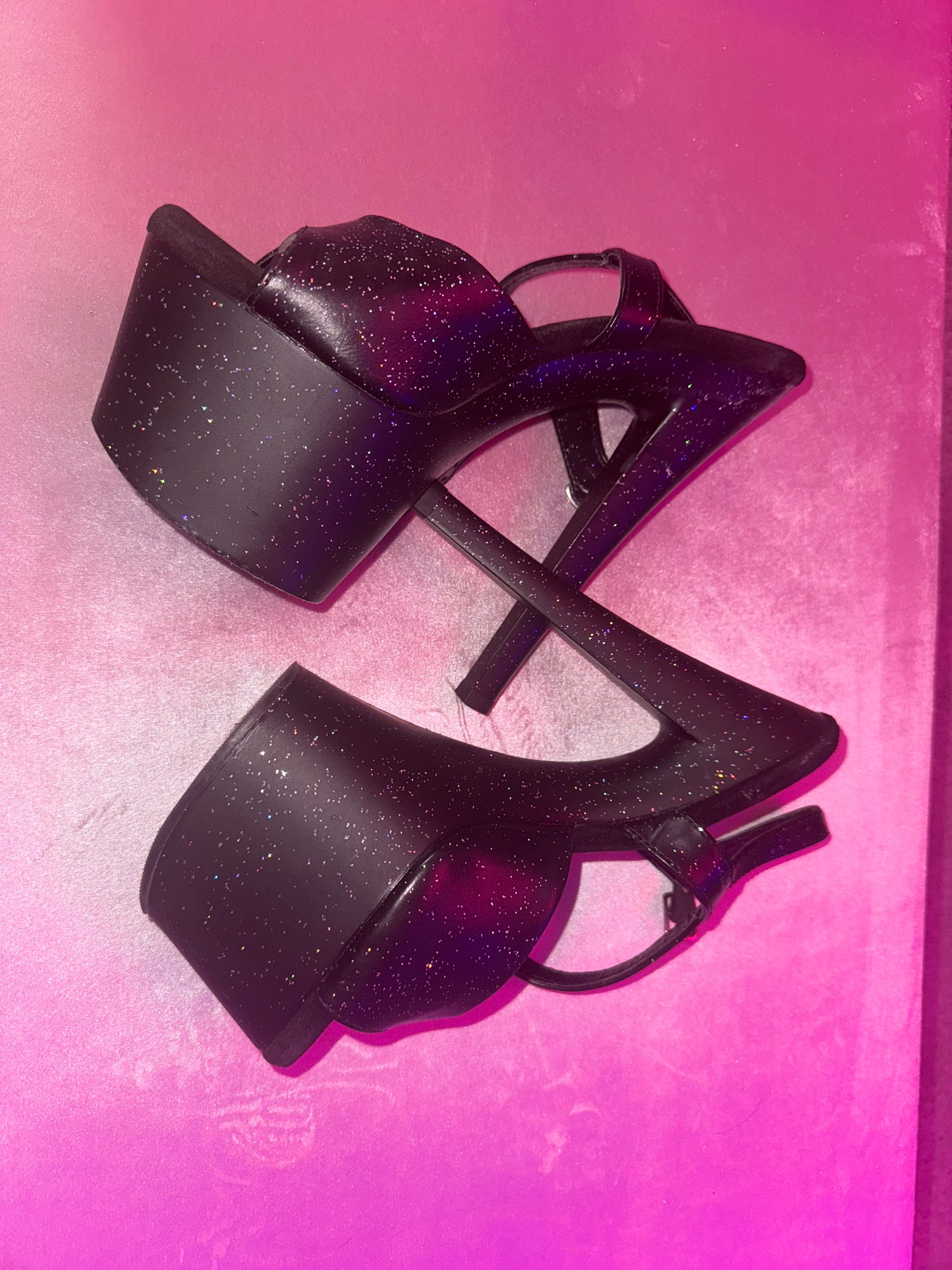 Black Stripper Heels Used by Juliana